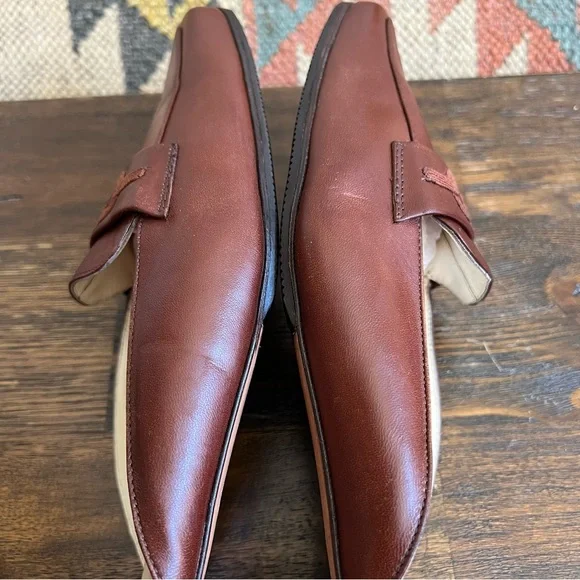 Salvatore Ferragamo Brown CalfLeather Gancini Embroidered Mules Size 10 B